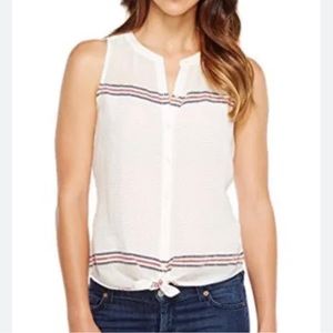 Lucky Brand Stripe Tie Front Blouse Size Small